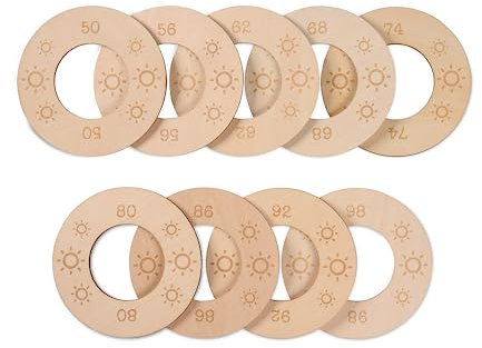 Mikki Joan Baby-Schrankteiler aus Holz, 9er-Set | Sonne Set | Größe 50-98, Ø10cm x 4mm | Langlebige und dekorative Kinderzimmer-Garderoben-Organizer | Kleiderbügeltrenner für Kinder | Neugeborene