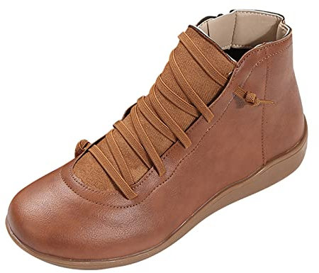 riou Stivali Donna Gambale Curvy Pianta Larga Stivali Donna Texani Bassi Pelle Zeppa Pelle Stivali Donna Bassi Biker Boots Motociclista Stivaletti Fibbie Anfibi Scarponi Bassi
