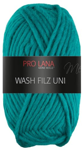 Frida's Wollhaus Pro Lana 50 g Wash Filz uni Filzwolle Stricken Häkeln Garn flauschig 26 Farben (166 | Petrol)