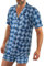 sesto senso Pyjama Homme Elégant Carreaux et Manches Courtes Coton Chemise Boutonnée Shorts 2182/10 L