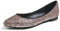 Feversole Women's Sparkle Memory Foam Cushioned Colorful Shiny Ballet Flats Pumps Glitter Pointed Multi Black Size 4