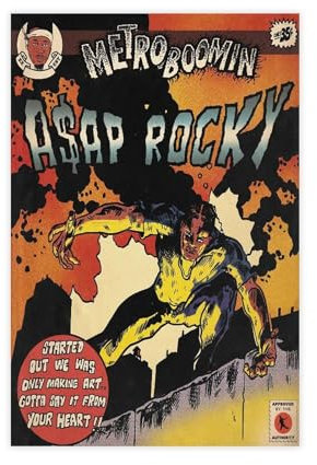 Yeepi Metro Boomin Heroes & Villains (ASAP Rocky) Comic-Poster, Leinwand-Poster, Schlafzimmer-Dekor, Sportlandschaft, Büro, Raumdekoration, Geschenk, ungerahmt, 30 x 45 cm