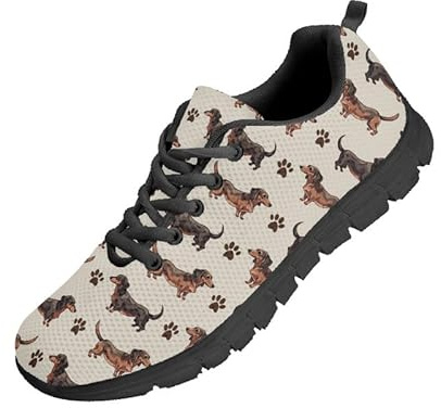Kuiaobaty Chaussures de sport légères, pattes de chien, rayures tribales, têtes de mort, entraînement de travail confortable, coupe basse, Pattes de chien teckel, 40 EU