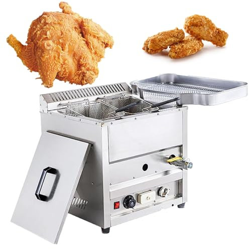Freidora de gas Freidora de gas comercial, Freidora de gas GLP, Freidora de encimera comercial de acero inoxidable GLP de propano para restaurantes Cocina, Una freidora de gas