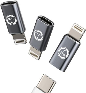 27W Adaptador Tipo C a Lightning Macho Accesorios Cargador Conversor (3 Pack)USB C Hembra Cable Adapter Type-C Jack Convertidor Para Apple iPhone 14 13 12 11 Pro Max 7 8 Plus X SE XS XR Para iPad Air