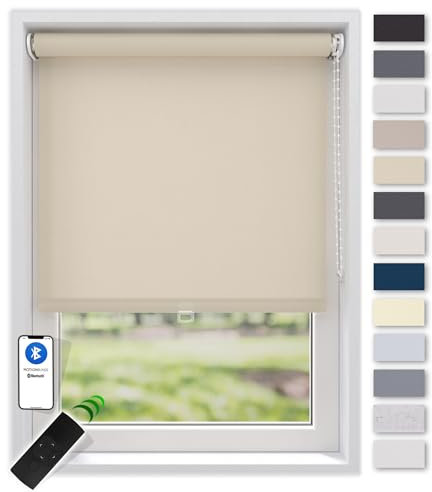 EFIXS Sonnenschutz Rollo, transparent, Breiten: 40-240, Höhe bis 275 cm, Hier 100 x 190 cm (BxH), Creme, Blendschutz, Kettenzug, Springrollo, Motor