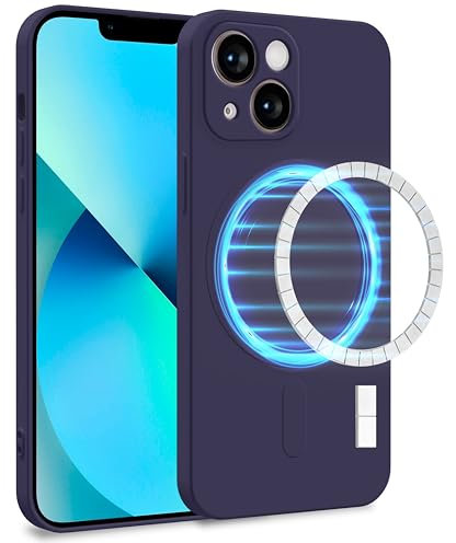 MyGadget Cover [ MagSafe ] per Apple iPhone 13 Mini - Custodia in Silicone Morbido a Doppio Strato – Case con Protezione Fotocamera & Fodera Interna - Viola