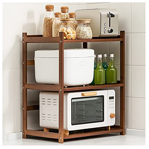 IGZVMBO Kitchen Baker's Rack Microwave Oven Rack Shelving Unit 3-Tier Large Capacity Microwave Oven Storage Rack Storage Shelf for Kitchen Utensils Shelf Organizer