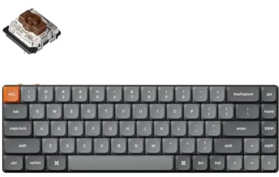 Keychron K7 MAX QMK/Via Teclado Mecánico Inalámbrico Ultraplano, 2,4 GHz/Bluetooth/USB 3 Modos, distribución del 65%, LED RGB, Brown Switch, Hot-Swappable, programable para Mac Windows