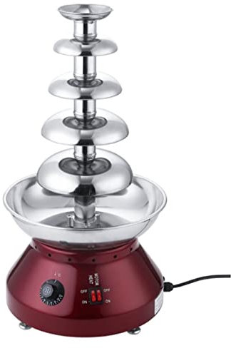 5-Tier Commercial Chocolate Fountain, Electric Stainless Steel Chocolate Fondue Fountain Machine, Heat & Motor Settings, for Party Wedding and Family Gathering