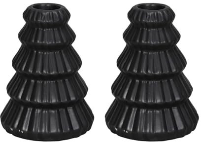 2tlg. Kerzenhalter Tanne matt schwarz aus Porzellan Tannenbaumform H12cm