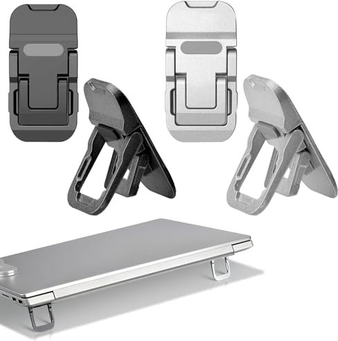 4 Pcs Mini Computer Keyboard Stand Anti-slip Foldable Keyboard Riser Self-Adhesive Mini Laptop Stand Portable Keyboard Riser Laptop Riser Feet Invisible Computer Keyboard Stand for Most Keyboards