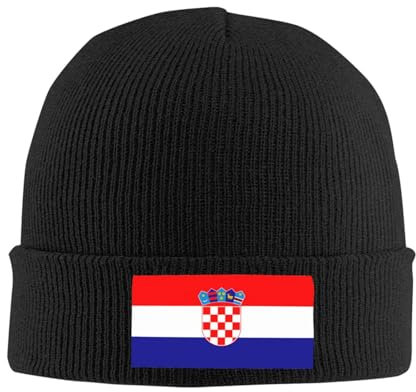 zerosevenee Croatia Slouchy Stretch Beanie Mütze für Kroaten Flagge Strickmützen Kroaten Slouch Beanie Mützen Kroatien Hüte, Kroatien 01, Einheitsgröße