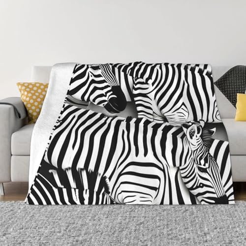 Coperta in pile ultra morbida con stampa zebrata, comoda, leggera e calda, per letto, divano e viaggio