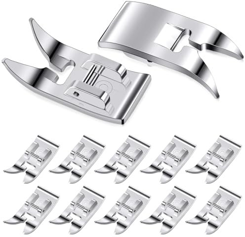 Lot de 10 pieds biche universels pour machine à coudre à usage général, pieds droits pour point zigzag, accessoires multifonctions compatibles avec toutes les machines à coudre à tige basse Singer,