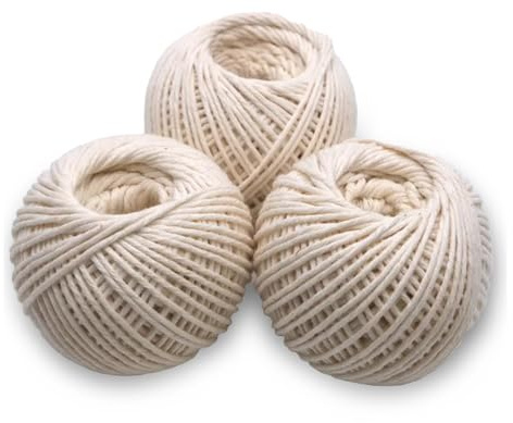 3 Pack Cotton String Ball, 100% Cotton Roll Each 45m Long Ideal for Arts and Crafts, Decorating and Gardening Applications-135m total