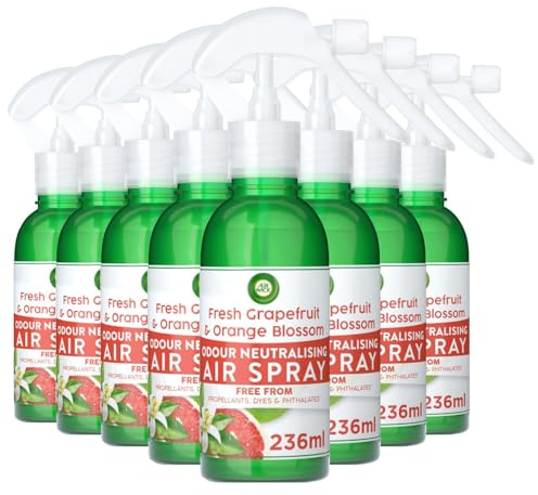 Airwick Air Freshener Spray Fresh Grapefruit & Orange Scent 8 Pack,Long-Lasting Home Fragrance Air Care, Instant Odor Neutralizer, Quick Freshening