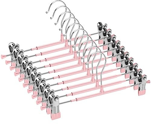 Mutsitaz 10 Perchas de Metal para Pantalones, Calcetines, Faldas, 30 cm, con 2 Clips Antideslizantes