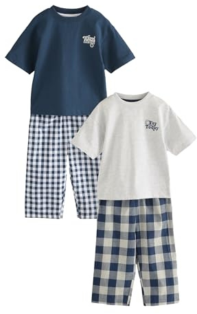 NEXT Jungen Kurzarm-Schlafanzug mit Langer Hose, 2er-Pack