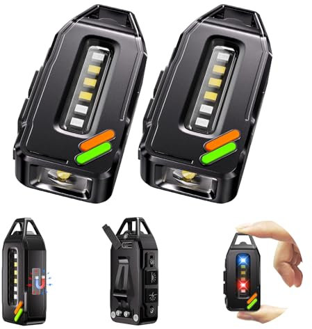 ET Mini Rechargeable Keychain Torch(2 Pack),700 Lumens Small Torches Led Super Bright, EDC Clip-On Waterproof Flashlight with 9 Modes & Magnetic Base & COB Side Light, for Camping, Hiking, Outdoor Use