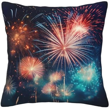 nanger Quadratische Kissenbezüge mit Feuerwerk, weich, für Wohnzimmer und Bett