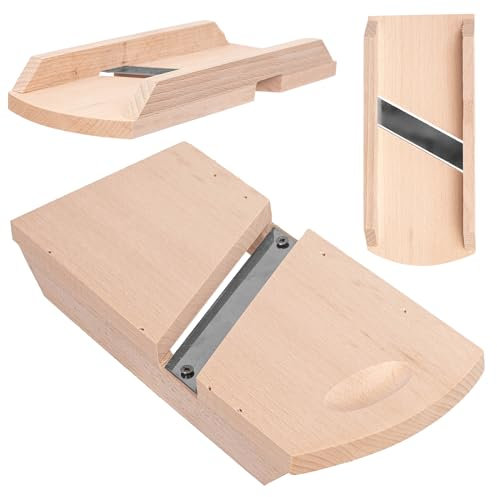 KADAX Gemüsehobel aus Holz, Krauthobel mit scharfen Edelstahlklingen, Gurkenhobel, traditioneller Kohlhobel, Küchenhobel für Gemüse, Gurkenreibe (23 x 10 cm)