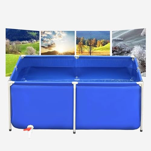 XILYZMO Tela Supporto per Tubo Zincato Laghetto per Pesci in Tela, Pieghevole PVC Vasca Koi, Piscina da Esterno Fuori Terra Temporaneo Acquario per Pesci AllevamentoAragoste(0.6m-Blue,2x2m)