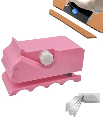 ZHITENG Taglierino Riutilizzabile e 10 Lame, Taglierino Professionale Stampato in 3D Taglierina per Carta Strumento Portatile Tiragraffi Cartone per Tagliare Cartone Creare Tiragraffi Gatti (Rosa)