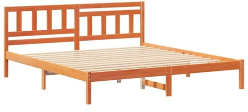 vidaXL Bettgestell Wachsbraun 160 x 200 cm Massivholz Kiefer, Moderner Kiefernholz Plattformbett, Stabiler Rahmen für Matratze, minimalistisches Design, modernes Schlafzimmermöbel