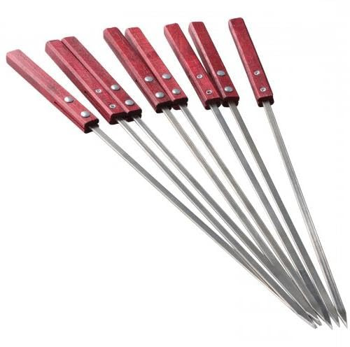 8 Brochetas Barbacoa Reutilizables de Acero Inoxidable, 40 cm con Mango de Madera Antideslizante para Carne, Verduras y Espetos Sardinas, Punta Afilada, Diseño Seguro
