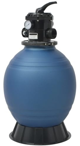 Multiport-Ventil-Sandfilter, Blau, 460 Mm, 1-PS-Pumpe, 9 M³/h, für Pool, mit 6-Positionen-Ventil, aus Polyethylen, 50 PSI Maximaldruck, Spülen, Winter, Umwälzen, für 1-PS-Pumpe