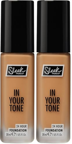 Sleek MakeUP In Your Tone 24 Hour Foundation, Medium Buildable Coverage in 30 Shades, Semi-Matte Flawless Finish, 5W, 30ml (Pack of 2)