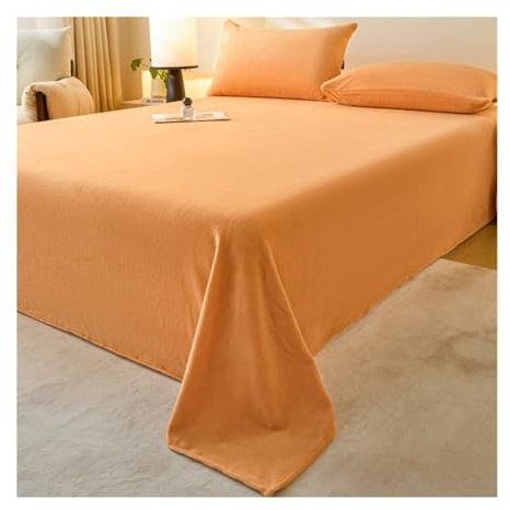 Winter Flanell Bettlaken 120x230cm bis 245x270cm Flauschige Warme Samt Betttuch Cashmere Touch Laken ohne Gummizug(Orange,160x230cm)