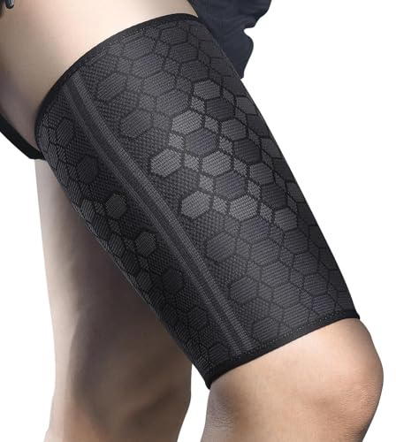 2 Pièces Manchon de Compression Cuisse, Soutien aux Cuisses,Respirant Bandage Soulager Tensions Musculaires pour Les Cuisses,Respirante et Antidérapante, Pour les Femmes Hommes(XL,53-59cm)