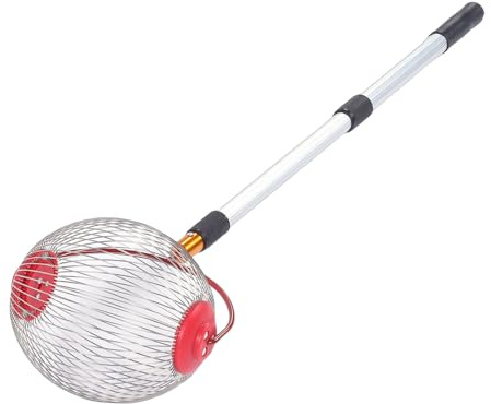 Eminchu Raccoglitrice a Sfera per Raccoglitrice di Noci, Manico Telescopico in Acciaio Inossidabile, Raccoglitore Leggero Regolabile per Noci, Pecan, Mele Selvatiche e Piccoli Frutti, 18,90-41,34 (S)