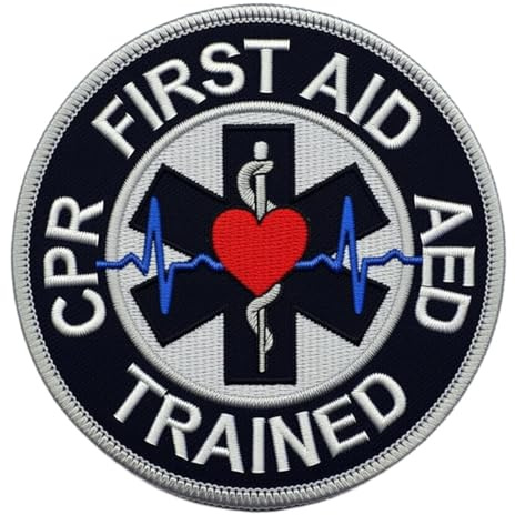 First Aid CPR AED Trained Patch Bestickter Aufnäher zum Aufbügeln / Aufnähen (7,6 cm) Kit Tasche, Jacke, Mütze, Wappen Emblem Geschenk Patches