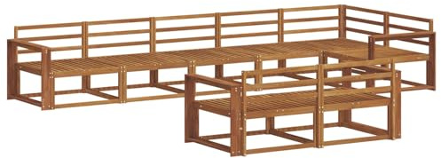 vidaXL Outdoor-Sofagarnitur 8 pcs Natur Massivholz Akazie, Akazienholz-Sofa, modernes Outdoor-Möbel, Garten-Lounge-Set, langlebige Terrassen-Couch, vielseitige Poolbereichs-Sitzgelegenheiten
