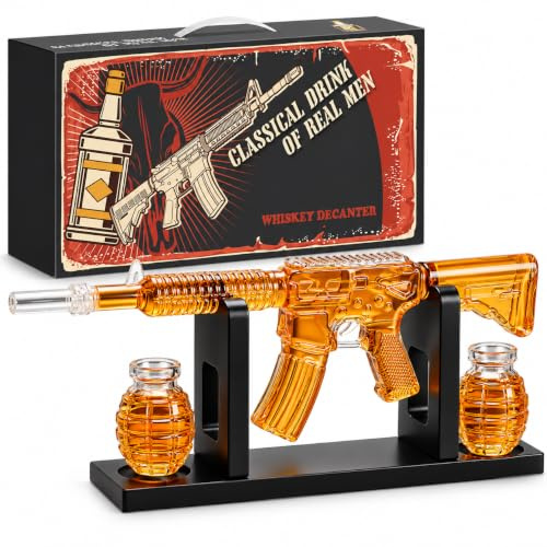 Oaksea Whiskey Gift Sets for Men, Whiskey Decanter Set with 2 Glasses, Unique Birthday Gifts for Grandad Dad, Cool Presents for Him Husband, Liquor Dispenser