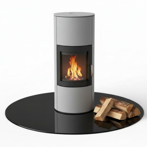 Mucola Glasplatte Kaminplatte rund Ø 60 cm ESG Sicherheitsglas 6 mm Schwarz | Temperaturbeständig bis 250 °C, kratzfest, polierte Kanten, schützt Boden vor Funkenflug und Glut, auch als Tischplatte