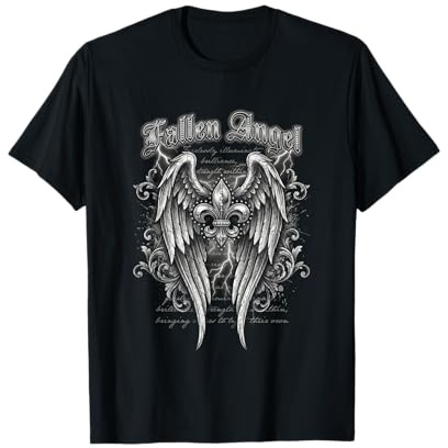 Alas de ángel caído Fleur De lis Gothic Grunge Y2K Estética Camiseta