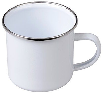 GRÄWE® - Tazza da campeggio smaltata, con manico, 300 ml, colore: Bianco