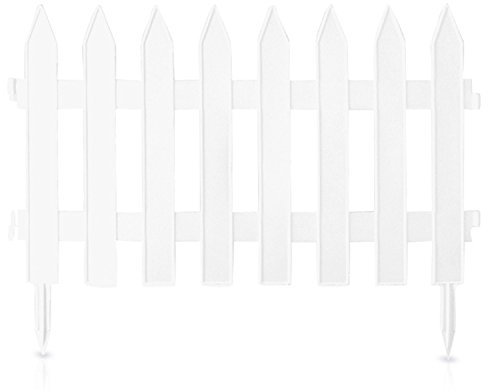 Clôture de jardin en plastique - 27 cm de haut - 2 tailles et 2 couleurs - Blanc