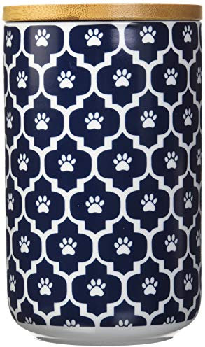 Bone Dry Lattice Collection Pet Bowl & Canister, Treat Canister, 4x6.5, Nautical Blue