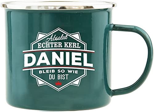 History & Heraldry Echter Kerl - Emaille Becher Daniel - individuelle und personalisierte Tasse mit Name und Spruch