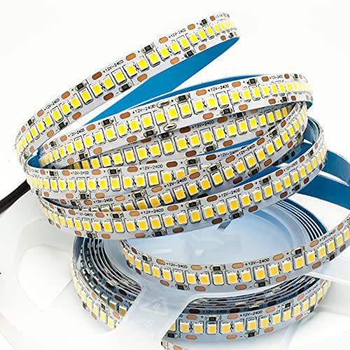 Planetitaly Striscia 1200 LED SMD2835 strip 5M Alta luminosità dimmerabile 90w 12v 240 led mt - Luce Bianco Caldo