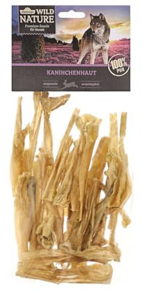 Dehner Wild Nature Hundesnack, Premium Hundeleckerli glutenfrei / getreidefrei, Kausnack für ernährungssensible Hunde, Kaninchenhaut, 150 g