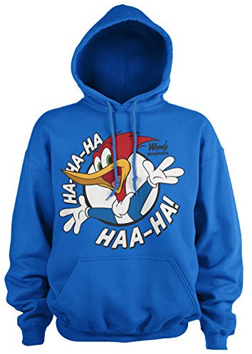 Woody Woodpecker Offizielles Lizenzprodukt Hahaha Kapuzenpullover (Blau), Small