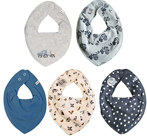 Pippi Babywear Halstücher - Baby Dreieckstücher/Lätzchen 5er Pack (All blue Stuff)