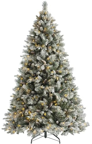 WeRChristmas Snow Flocked Mixed Pine Christmas Tree with 500 Chasing Warm LED Lights, Multi-Colour, 7 feet/2.1m