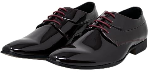 Smokies Hombres Zapato de Novia Oliver sintético Zapato para Smoking de Laca con Forro de Piel (45 EU, borgoña)